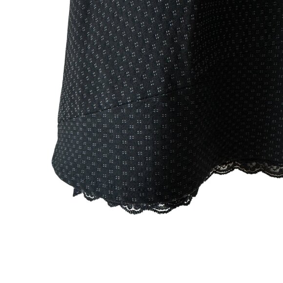 Anthropologie Elevenses Navy Geometric Patterned Skirt Lined Lace Trim Romantic - Picture 9 of 13